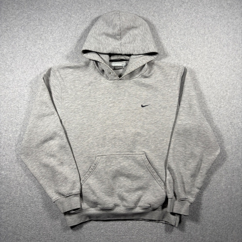 Nike Pullover Hoodie Mens Large Gray Vintage 2000s Swoosh Logo Distressed